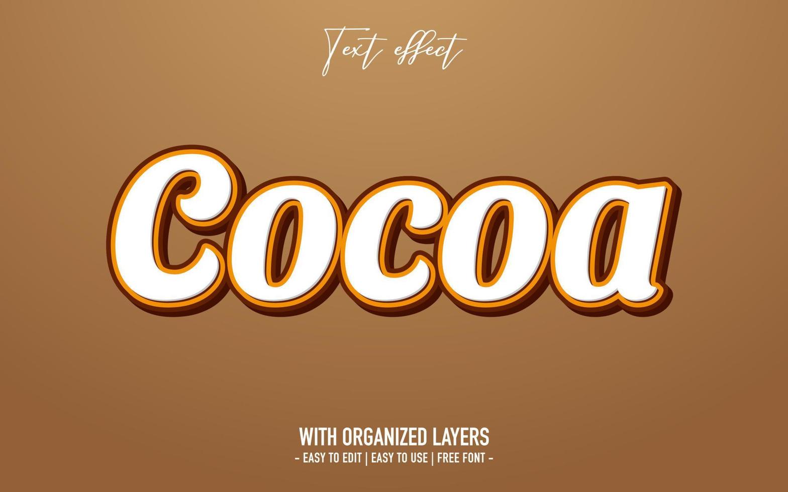 effet de texte de cacao dans un style 3d vecteur