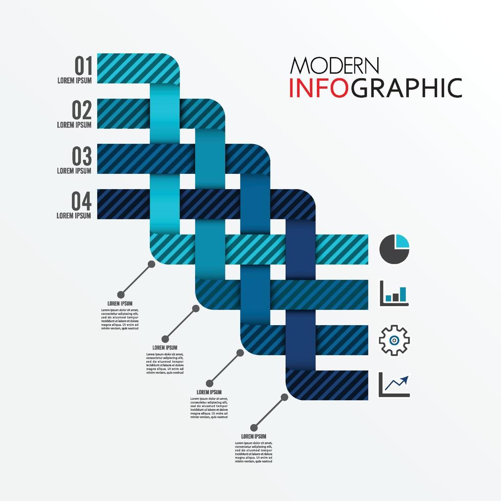 modèle d'infographie vectorielle avec étiquette en papier 3d, concept d'entreprise avec 4 options. pour le contenu, le diagramme, l'organigramme, les étapes, les pièces, l'infographie de la chronologie, le flux de travail, le graphique. vecteur