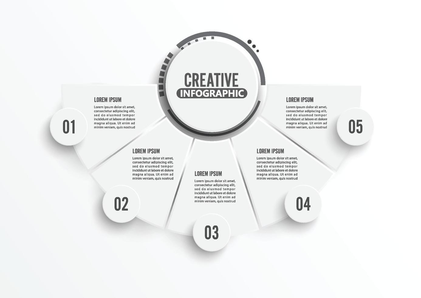 cercle infographie modèle cinq option, processus ou étape pour la présentation de l'entreprise. vecteur