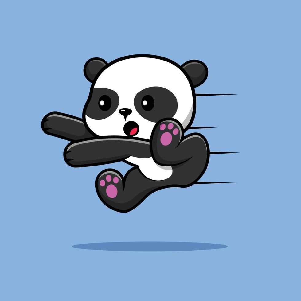 panda mignon exécutant illustration d'icône de vecteur de dessin animé. concept d'icône de sport animal isolé vecteur premium.