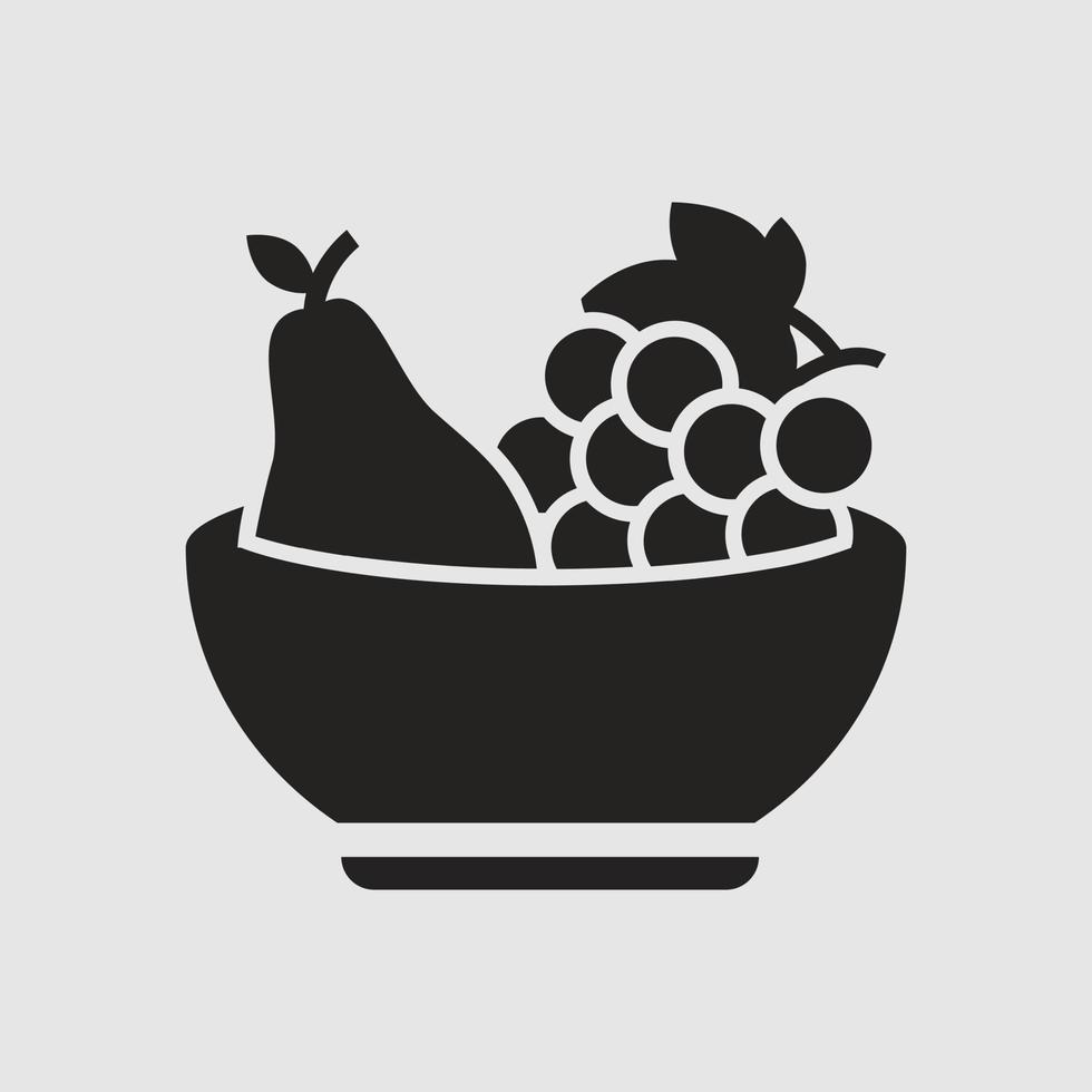 illustration vectorielle de servir l'icône de poires et de raisins dans un bol. vecteur
