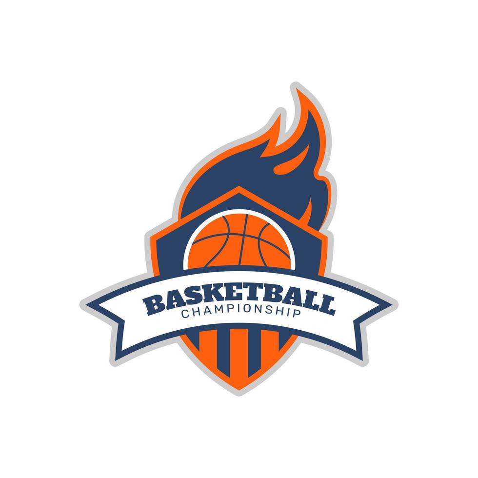 logo du championnat de basket-ball de couleur orange et bleue. - vecteur. vecteur