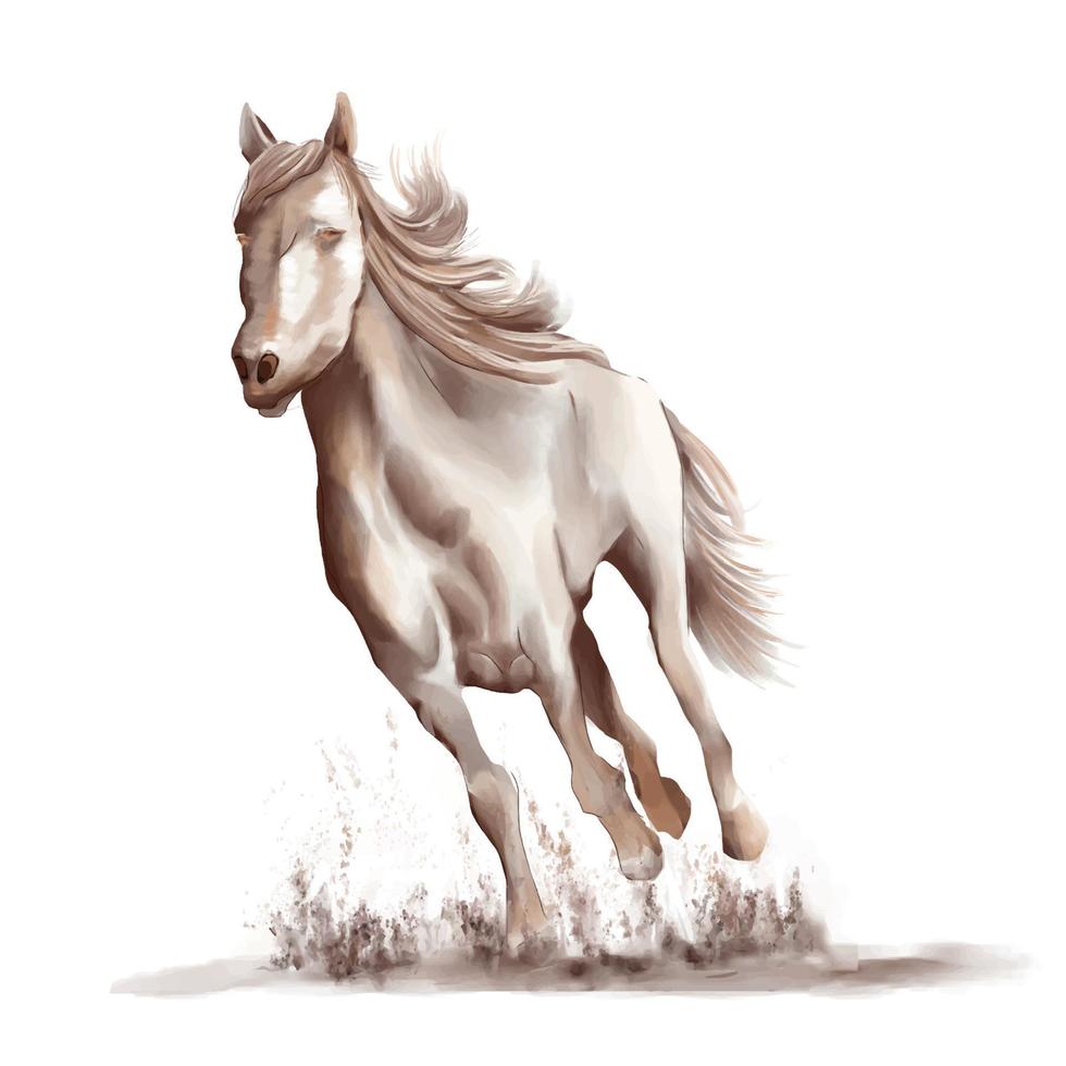 cheval de course style aquarelle noir et blanc sur fond blanc vecteur