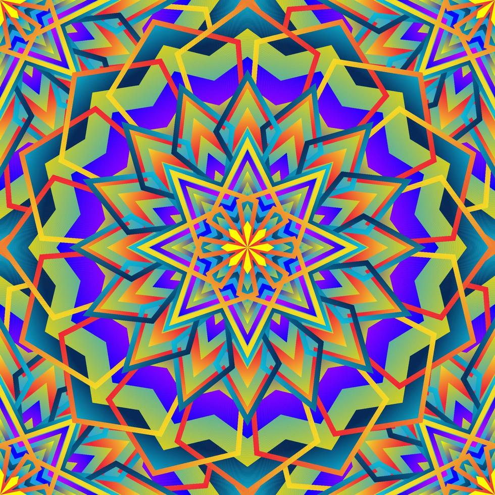 kaléidoscope fractal en couleur vecteur