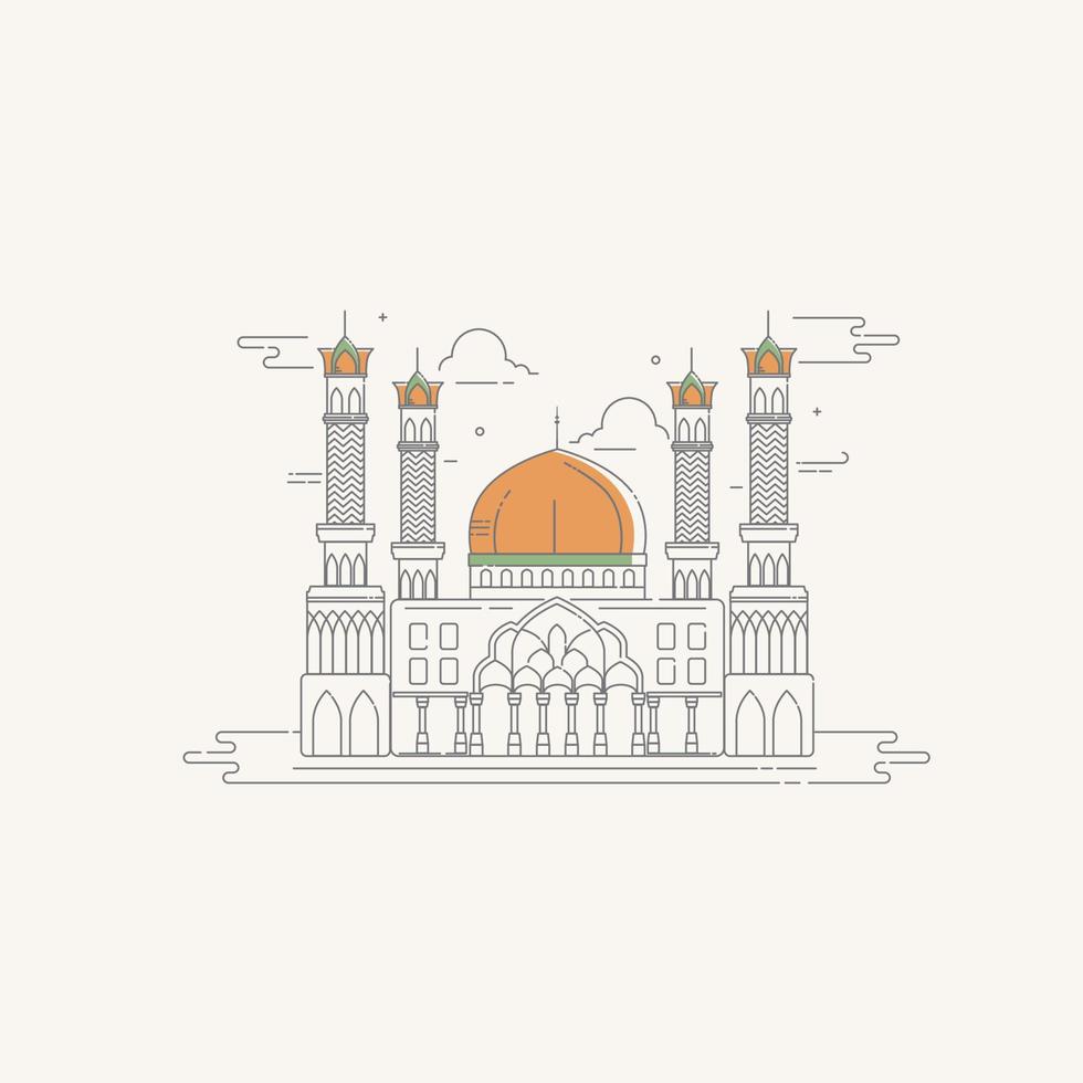 illustration vectorielle de mosquée ligne vecteur
