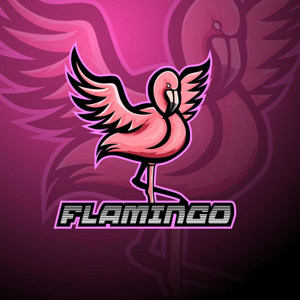 création de logo de mascotte flamingo esport vecteur