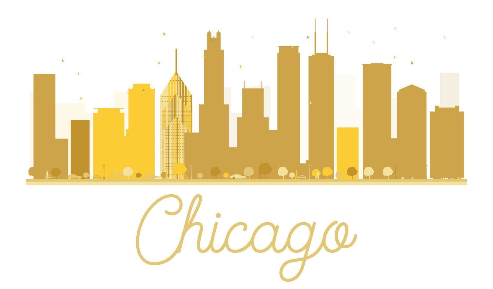 silhouette dorée des toits de la ville de chicago. vecteur