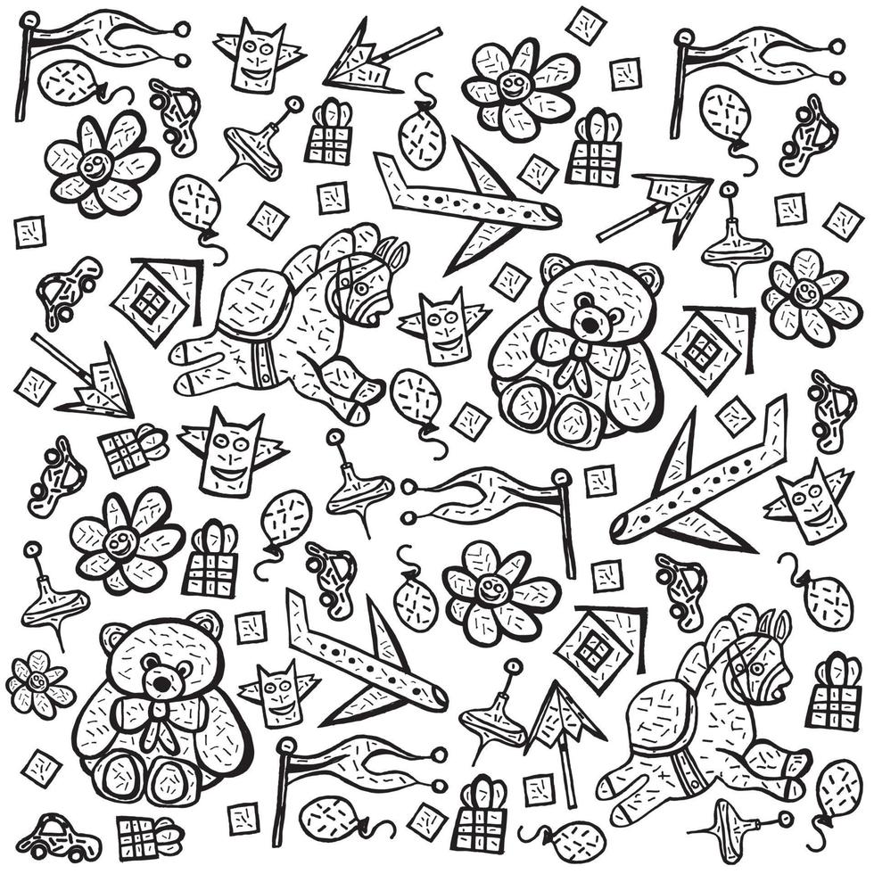 motif enfant avec des éléments de jouets mignons. illustration vectorielle. vecteur