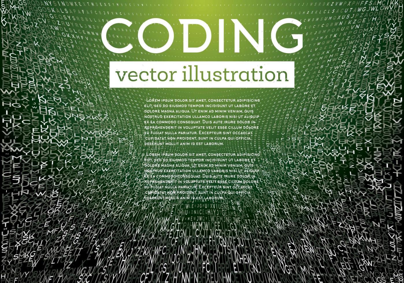 arrière-plan abstrait de la technologie verte avec différentes lettres. vecteur