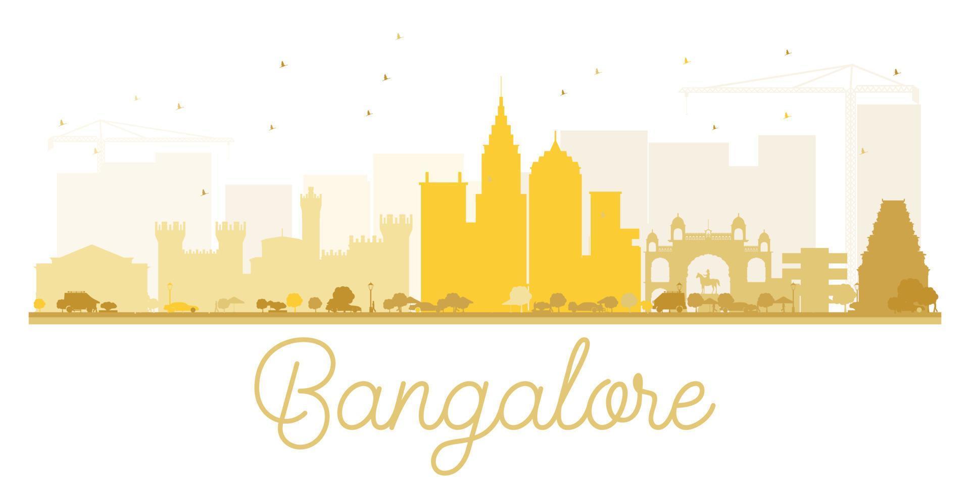 silhouette dorée de la ville de bangalore. vecteur