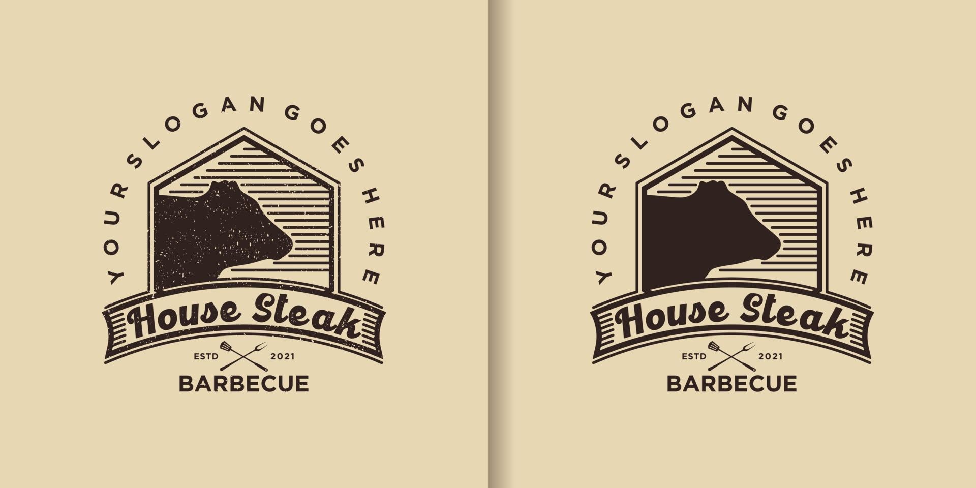 inspiration de logo de steak house vintage vecteur