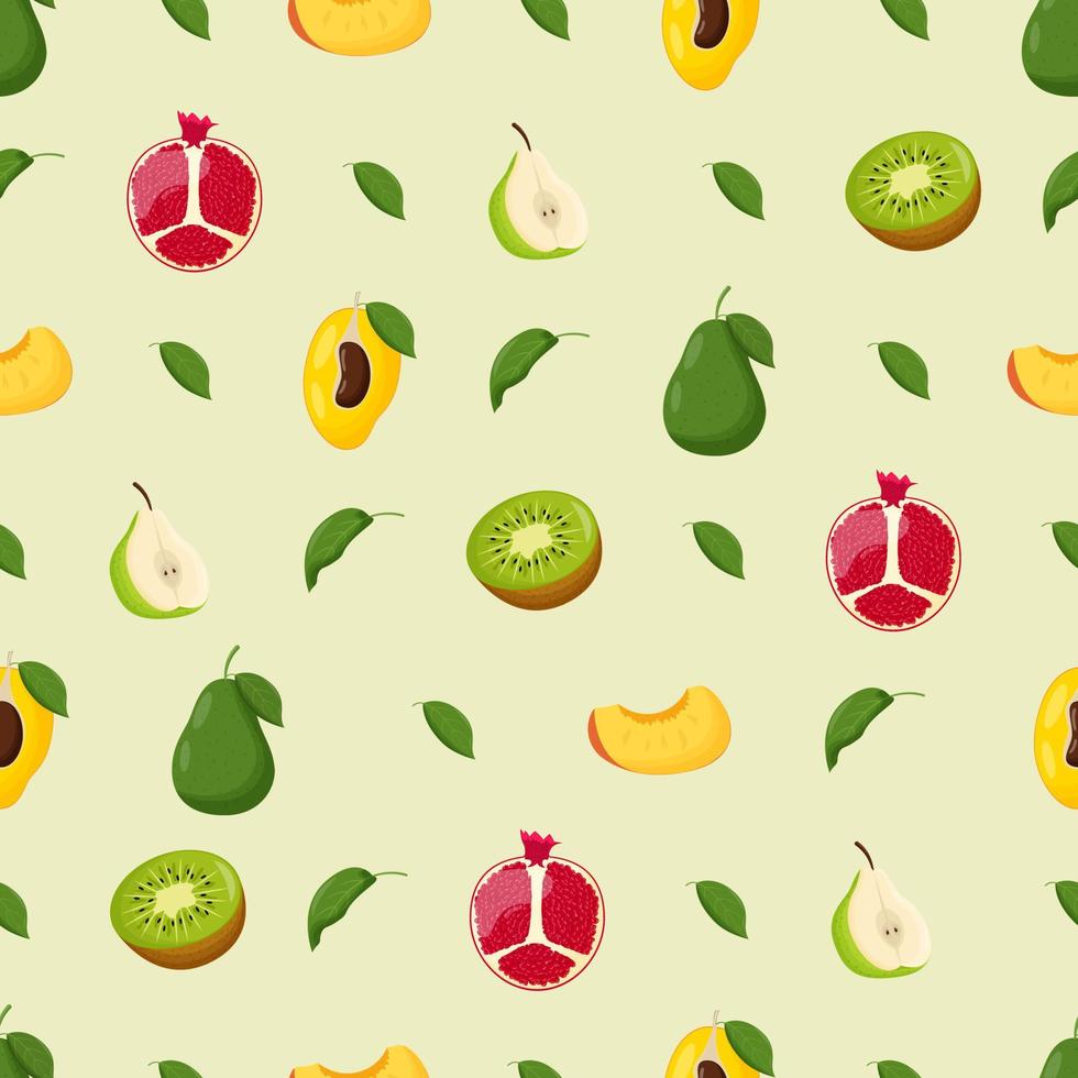 modèle sans couture de fruits. nourriture végétarienne, concept d'alimentation saine. illustration vectorielle plane. vecteur