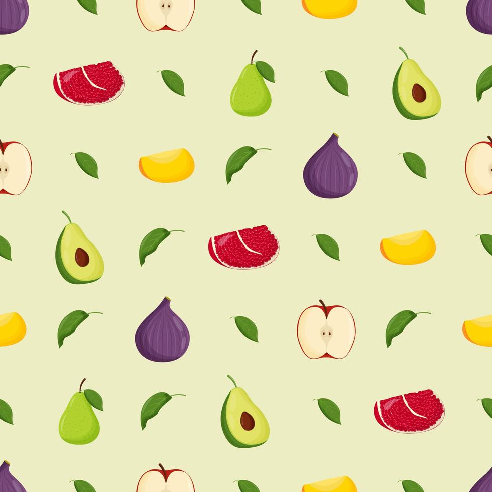 modèle sans couture de fruits. nourriture végétarienne, concept d'alimentation saine. illustration vectorielle plane. vecteur