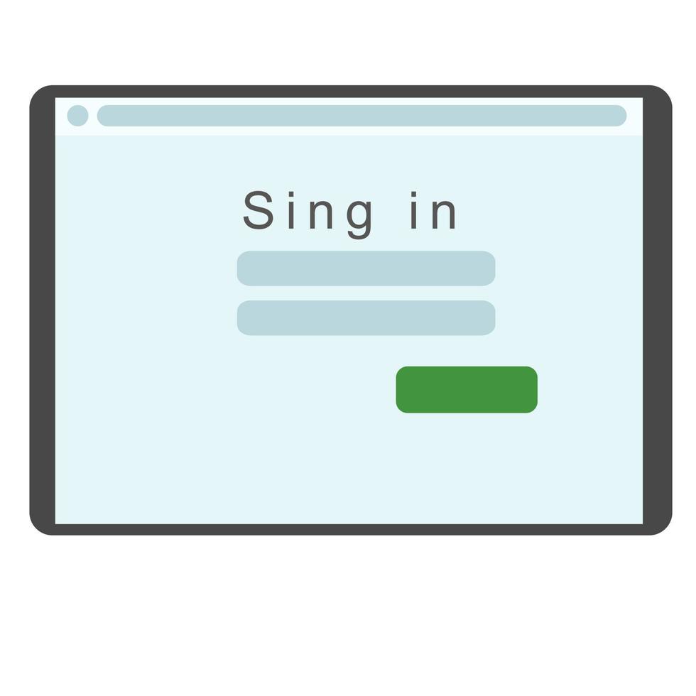 écran d'ordinateur avec login et mot de passe. illustration vectorielle dans un style plat vecteur