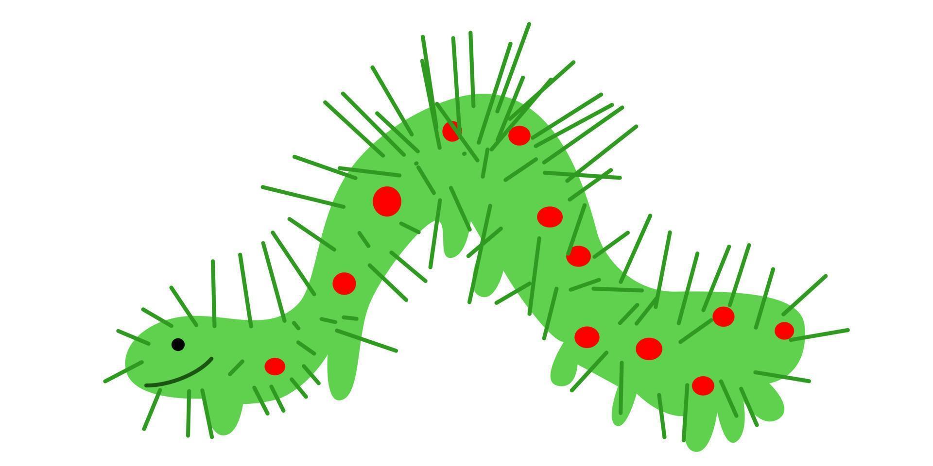 illustration vectorielle de chenille verte moelleuse dans un style plat isolé vecteur