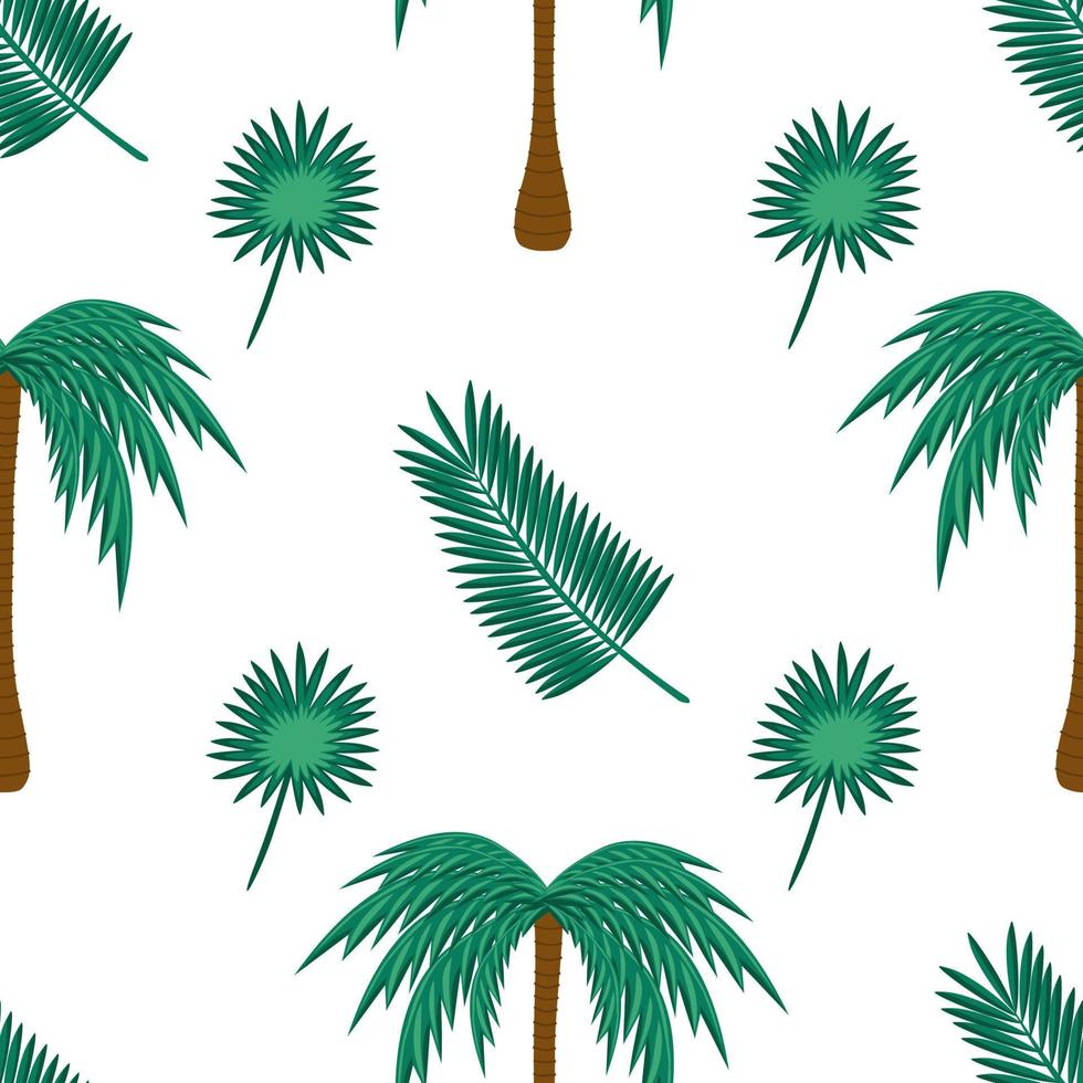 palmier et feuilles modèle sans couture de vecteur plat