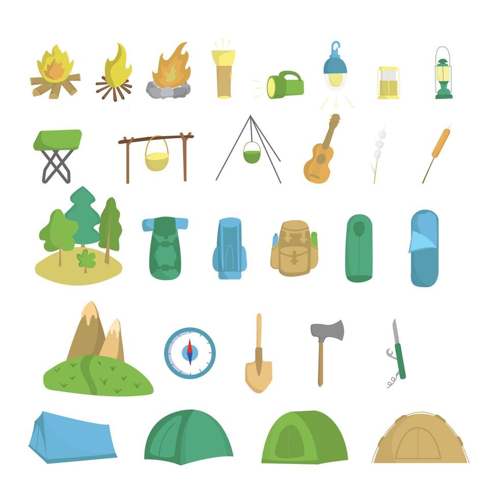 définir le camping dans un style doodle vecteur