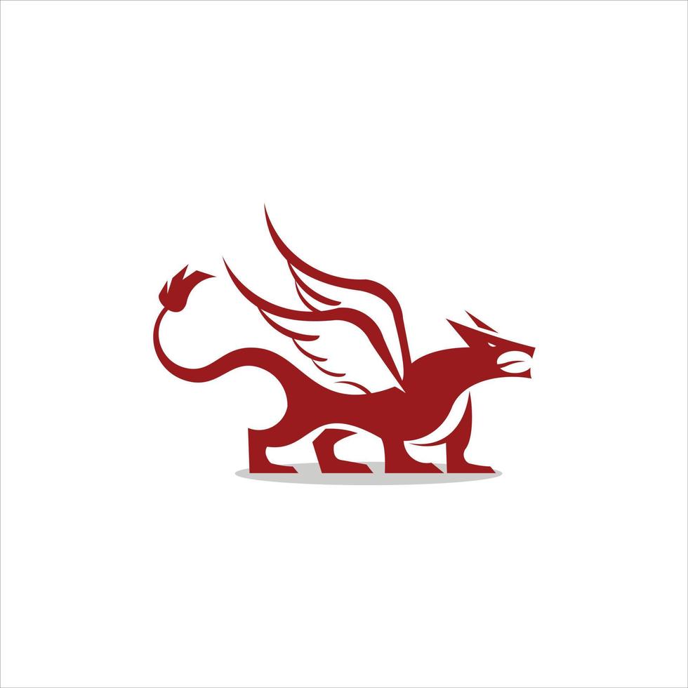 dessin animé moderne logo dragon rouge vecteur