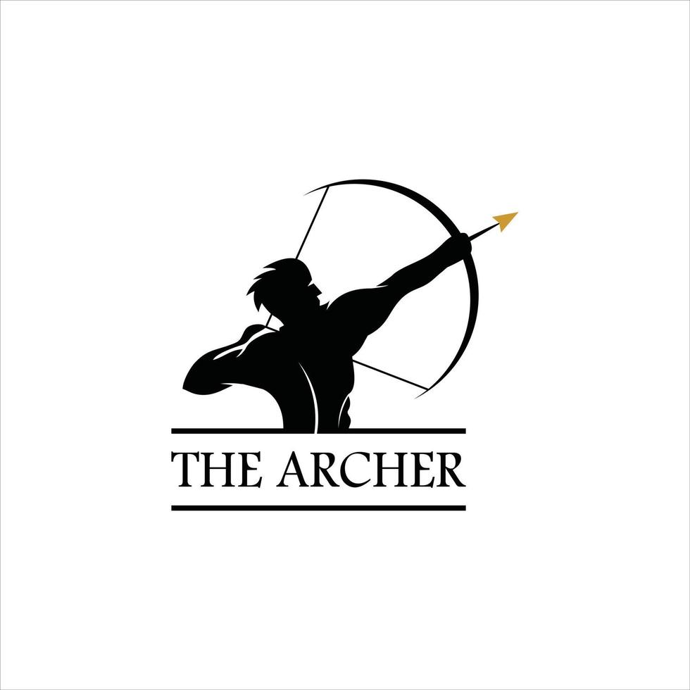 tir à l'arc logo simple vintage archer homme vecteur