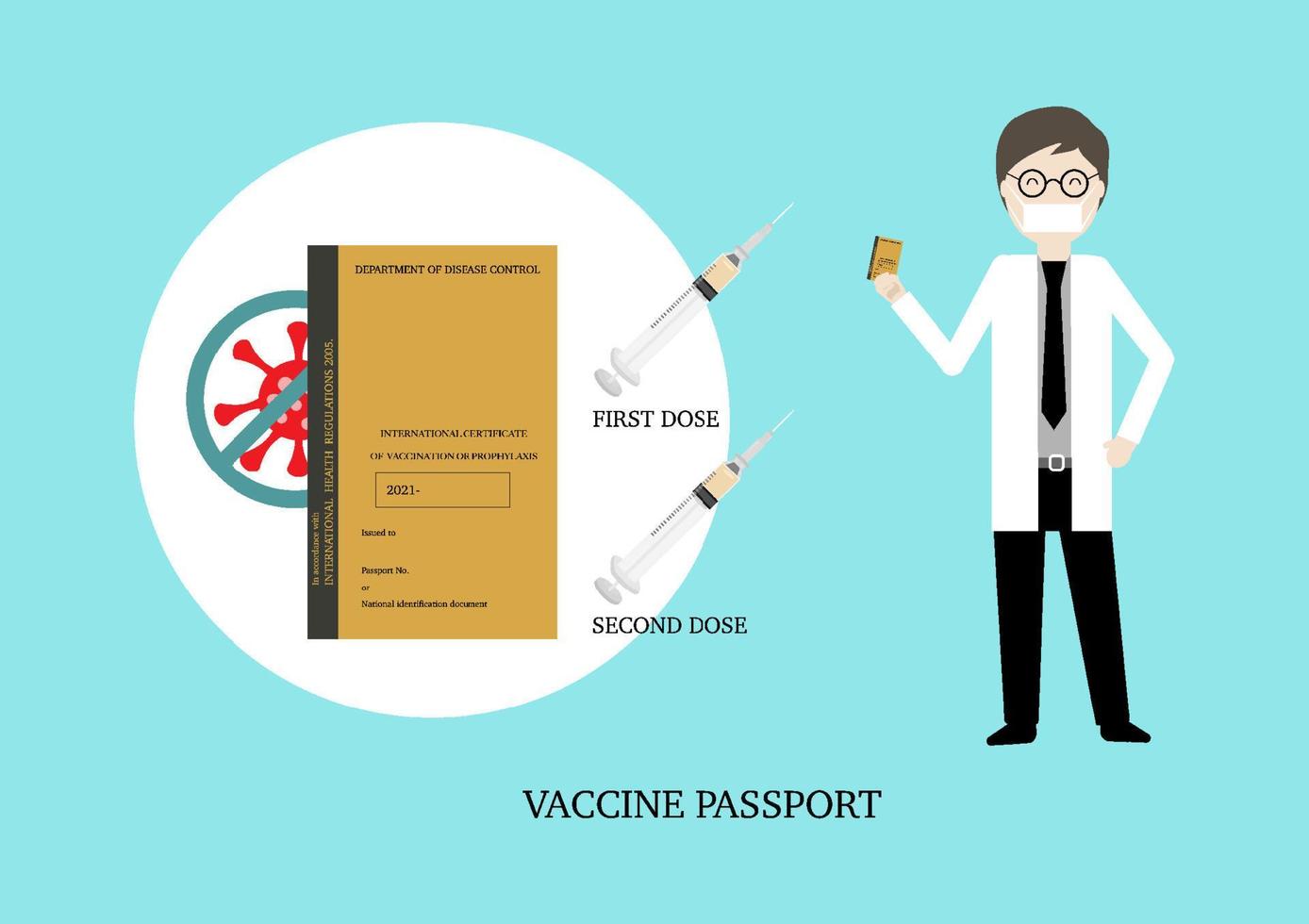 passeport vaccin pour voyager après deux doses de vaccination covid-19 vecteur