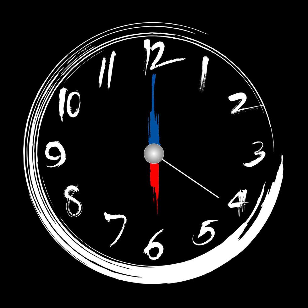 coup de pinceau horloge 6 heures illustration peinture conception de pinceau vecteur