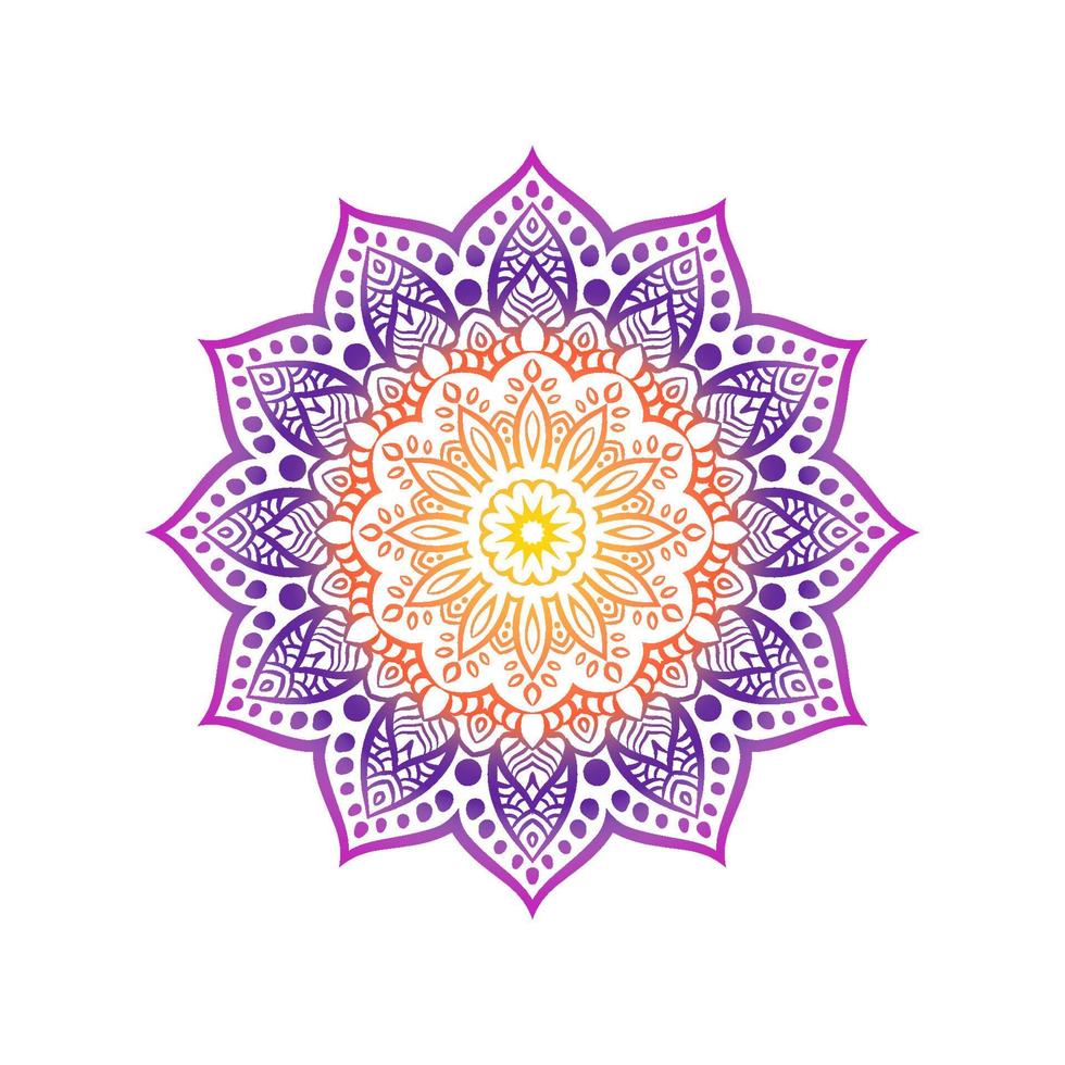 fond de mandala floral coloré. art de doodle dessiné à la main de vecteur. fleur décorative avec dégradé de couleur. page de livre de coloriage. vecteur