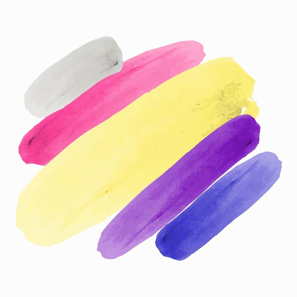 coup de pinceau dégradé aquarelle, figure géométrique abstraite, couleur 3d, violet, rose et jaune vecteur