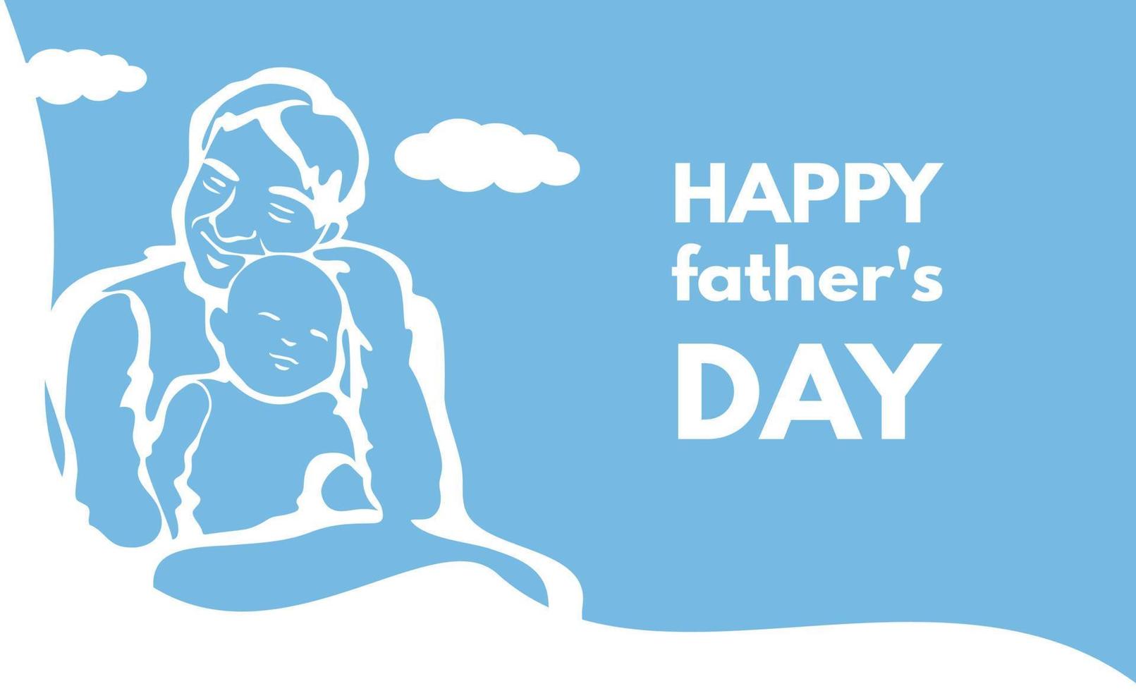 carte de voeux, arrière-plan, bonne fête des pères. illustration d'un père tenant un bébé dans ses bras. vecteur