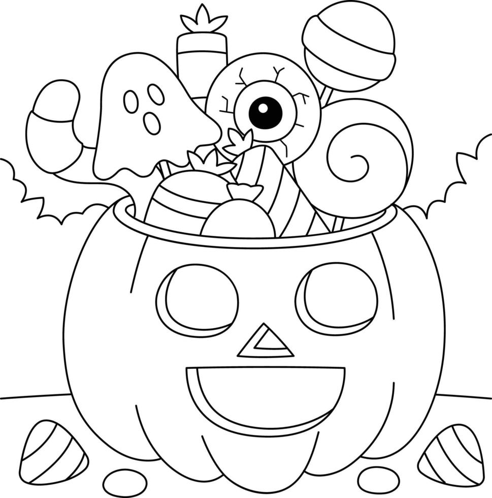 tromper ou traiter citrouille halloween coloriage vecteur