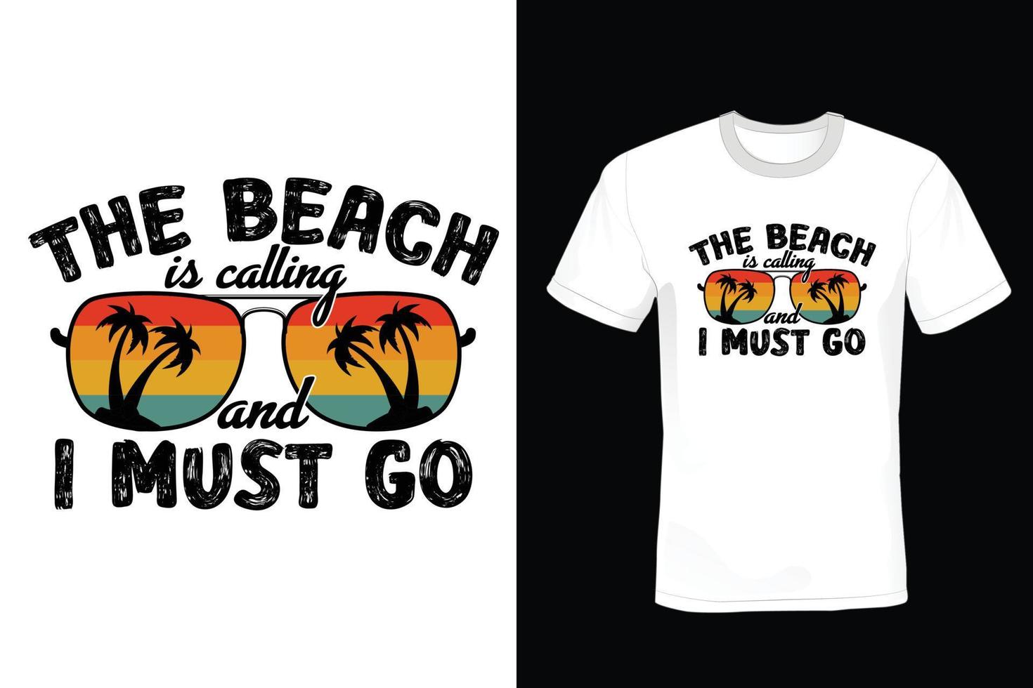 conception de t-shirt de plage, vintage, typographie vecteur