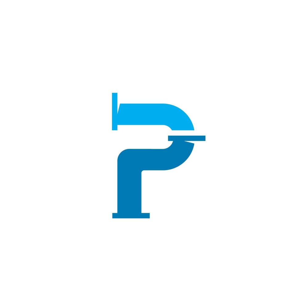 plomberie de logo de tuyau avec le symbole de la lettre p vecteur