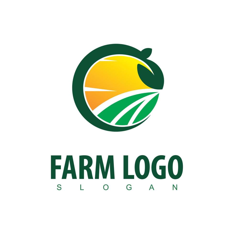 modèle de conception de logo de ferme vecteur