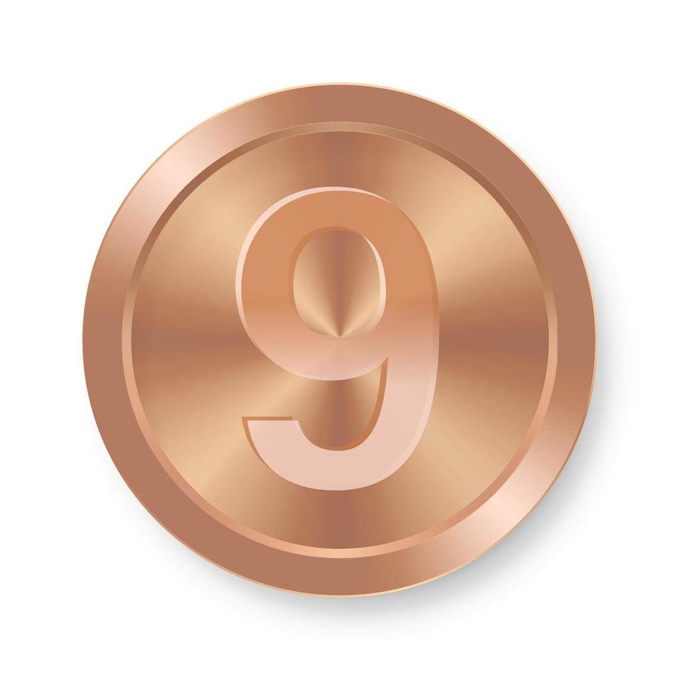 pièce de bronze avec le concept numéro neuf de l'icône internet vecteur
