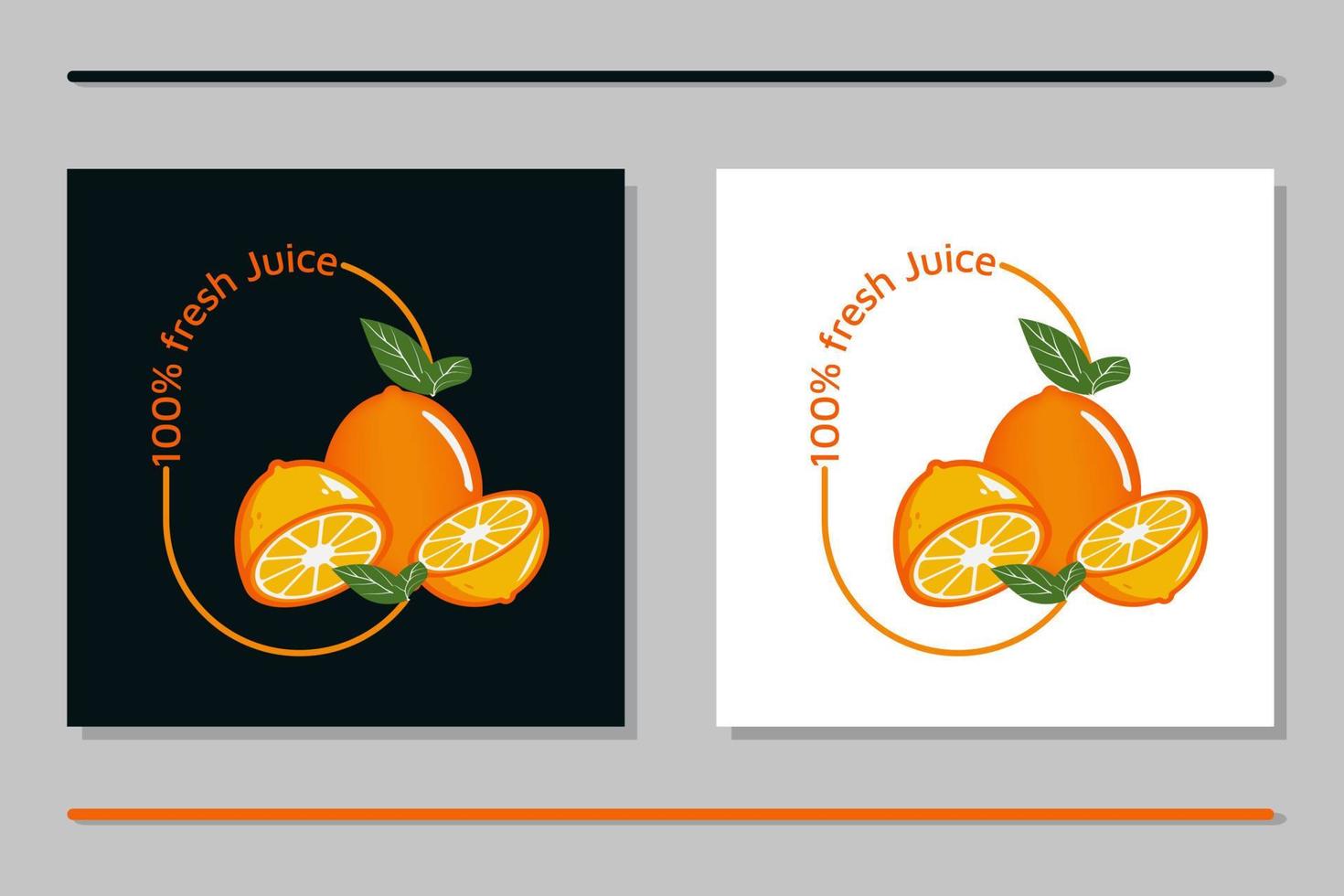 icône de conception de logo minimaliste de feuille de cercle frais de fruit orange vecteur