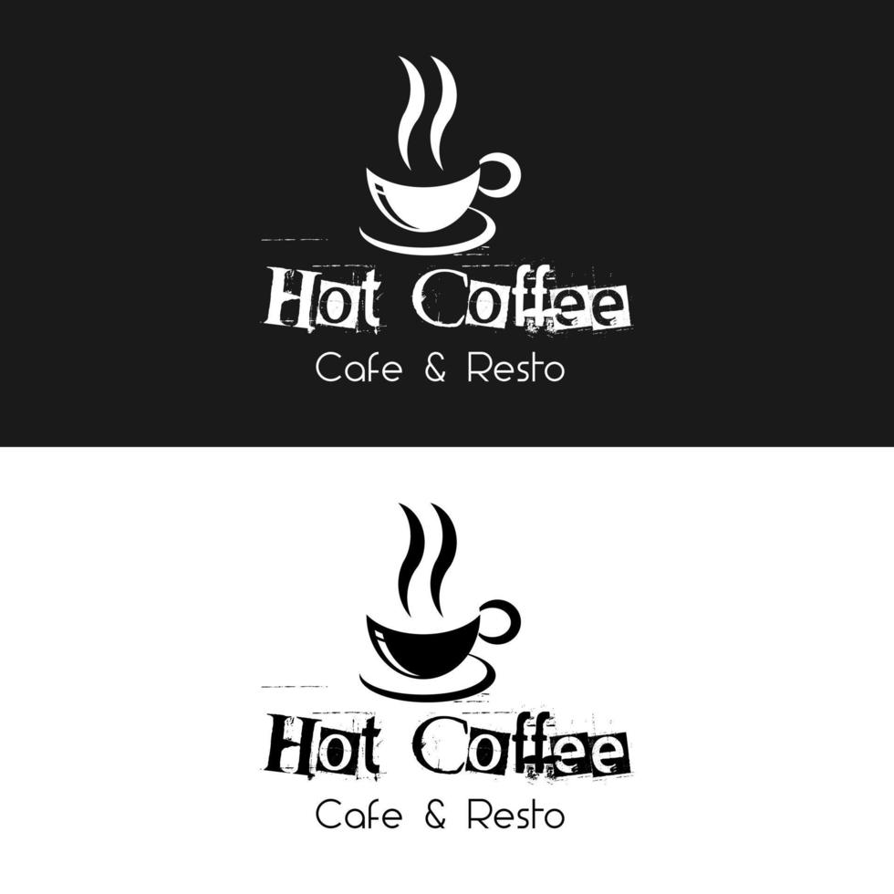 style de dessin de tasse de café chaud avec silhouette d'arôme pour la conception de logo de boutique de café rétro vintage vecteur