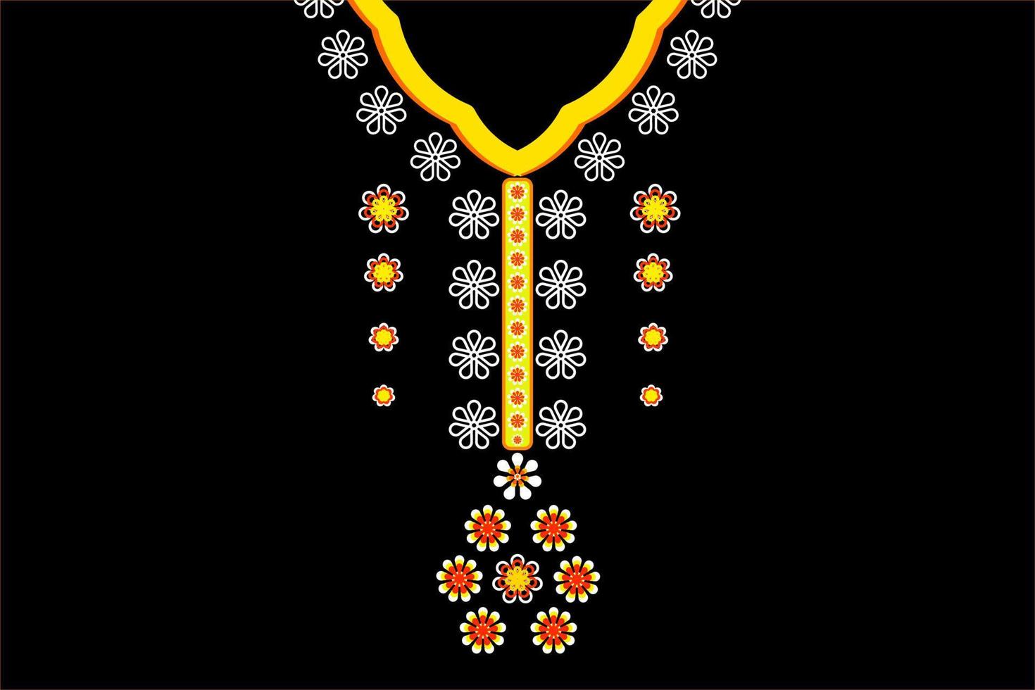 motif ethnique géométrique traditionnel, mode de conception de collier brodé de flore pour le chemisier des femmes vecteur