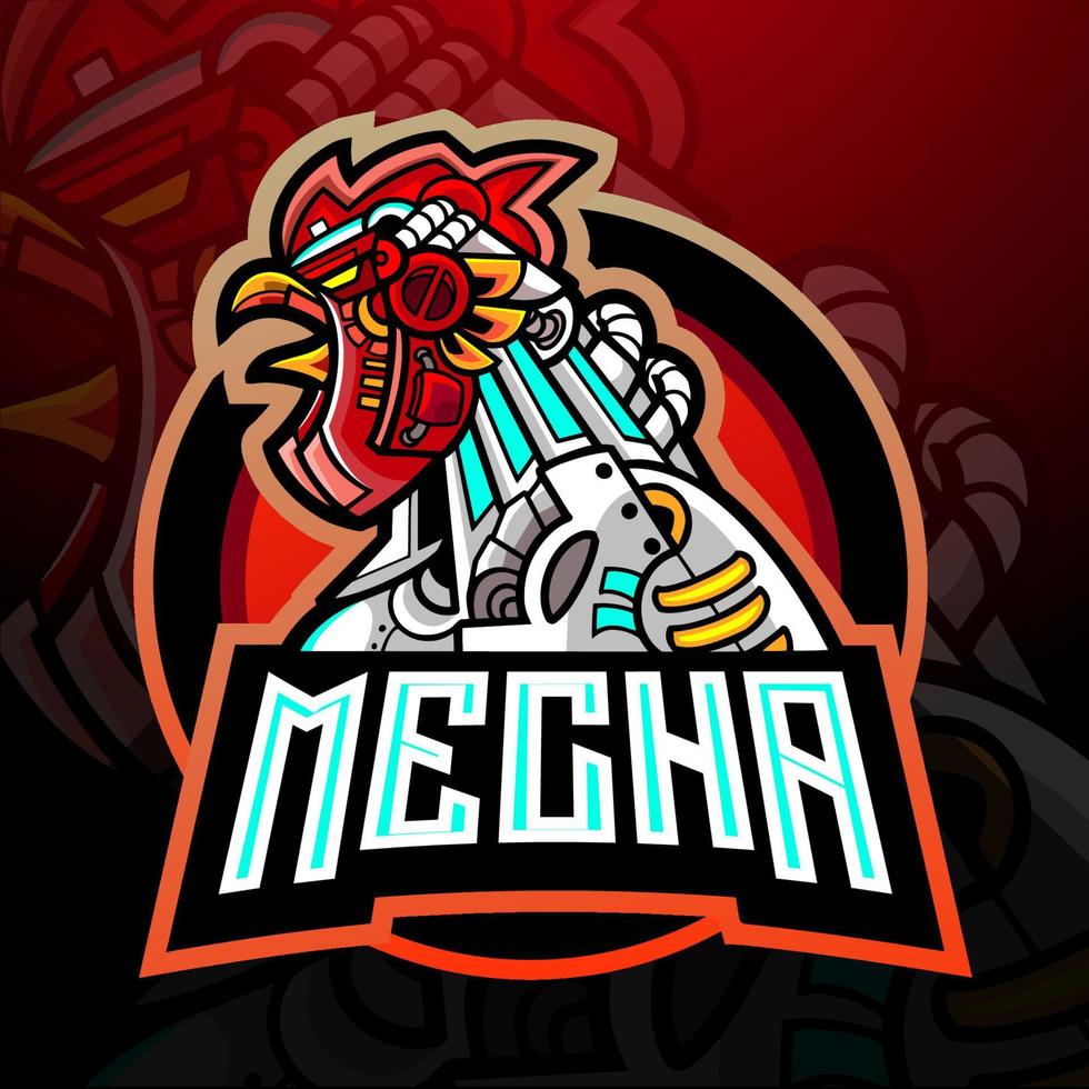 création de mascotte logo coq mecha esport vecteur