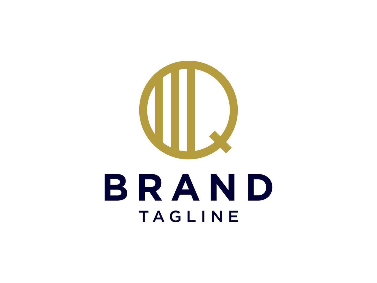 logo de la lettre initiale q. style arrondi linéaire doré isolé sur fond blanc. utilisable pour les logos commerciaux et technologiques. élément de modèle de conception de logo vectoriel plat.