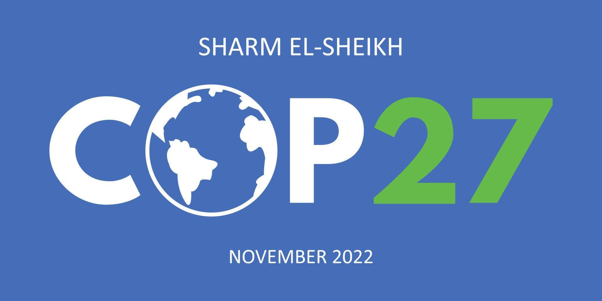 conférence annuelle sur le changement climatique cop 27 sharm el-sheikh en novembre 2022. bannière du sommet international sur le climat. le réchauffement climatique. illustration vectorielle vecteur