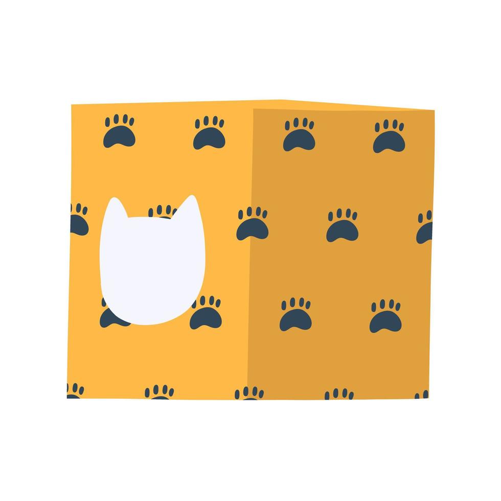 maison de chat dans un style plat de dessin animé. illustration vectorielle de lit pour animaux de compagnie, chat ou chien, chaton ou chiot accessoire isolé sur fond blanc. vecteur