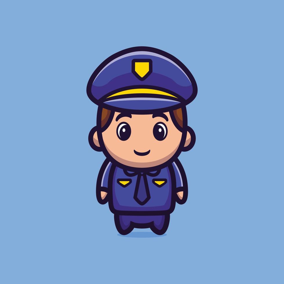 vecteur premium de personnage de dessin animé policier mignon