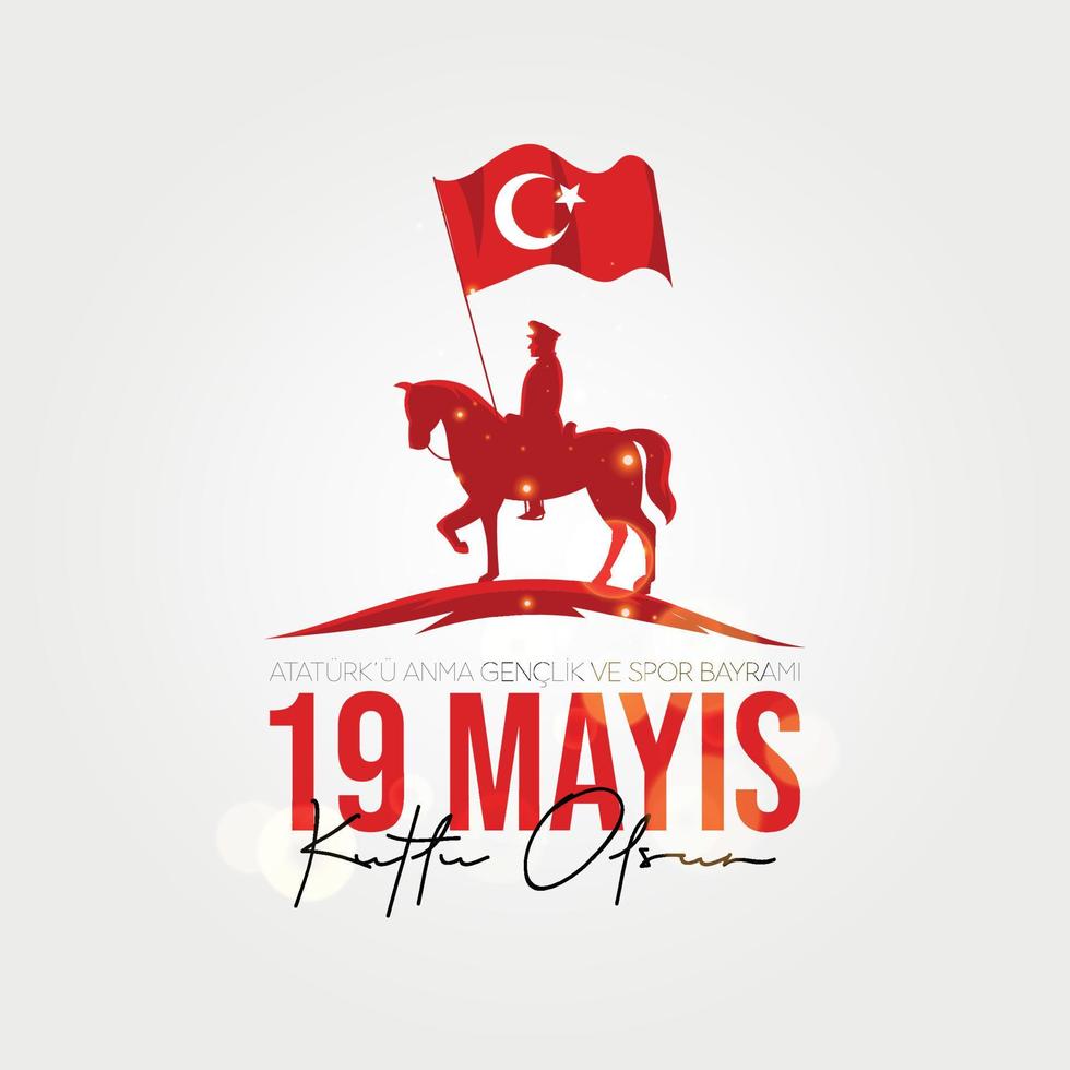 19 mai commémoration d'ataturk, journée de la jeunesse et des sports. vecteur