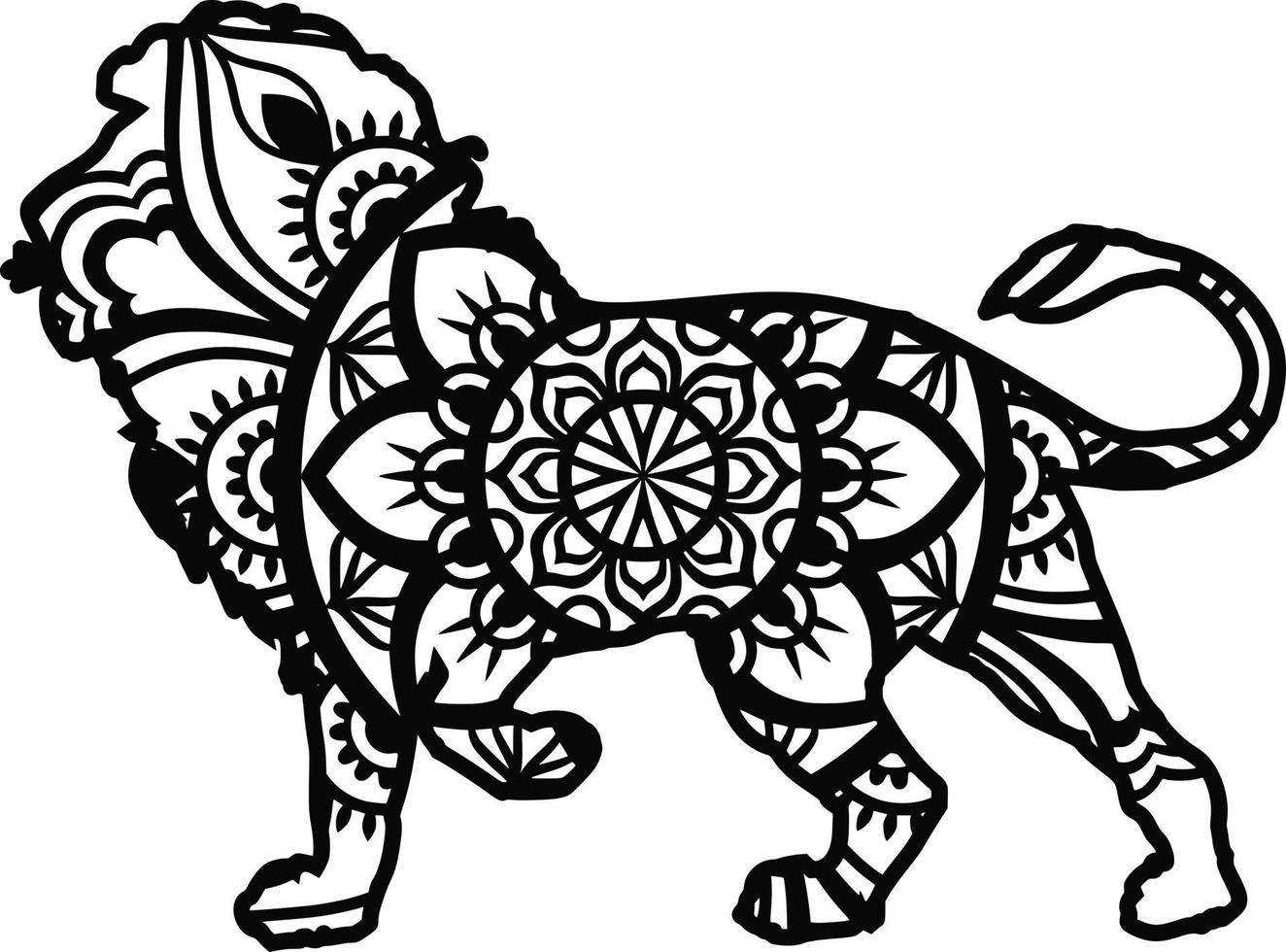 lion, motif mandala vecteur