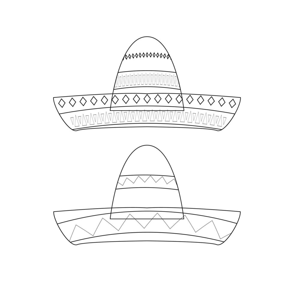 sombrero cinco de mayo élément illustration linéaire pour les pages à colorier vecteur