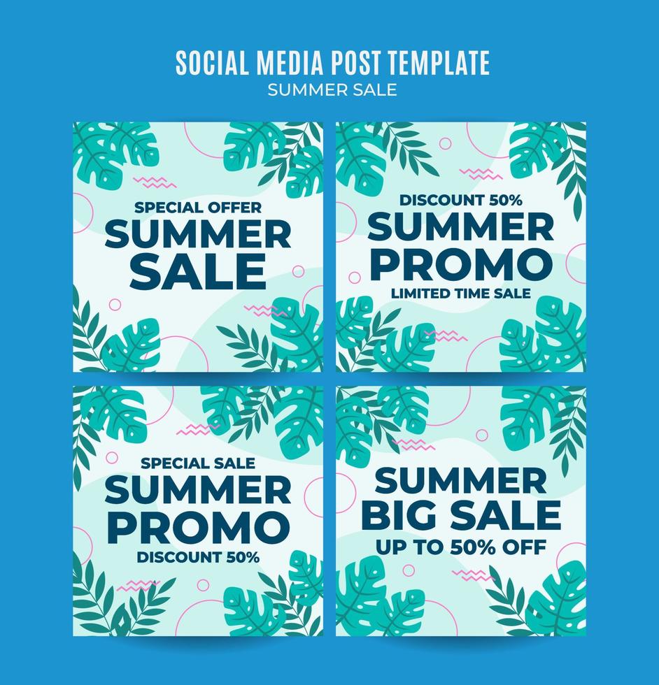 bannière web de vente d'été heureux pour l'affiche carrée des médias sociaux, la bannière, l'espace et l'arrière-plan vecteur