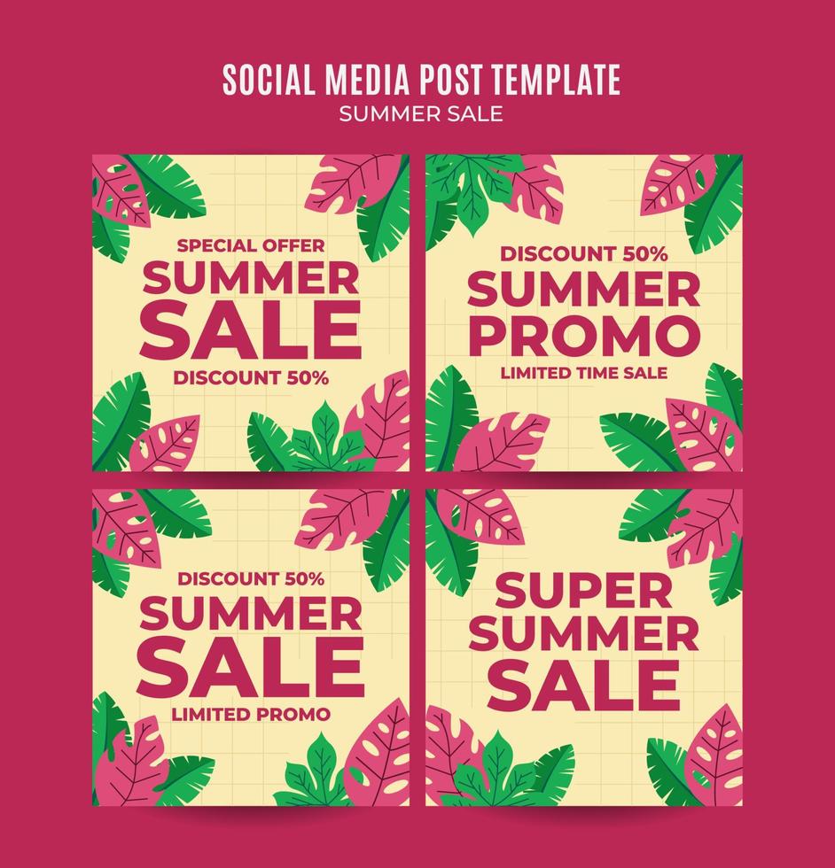 bannière web de vente d'été heureux pour l'affiche carrée des médias sociaux, la bannière, l'espace et l'arrière-plan vecteur