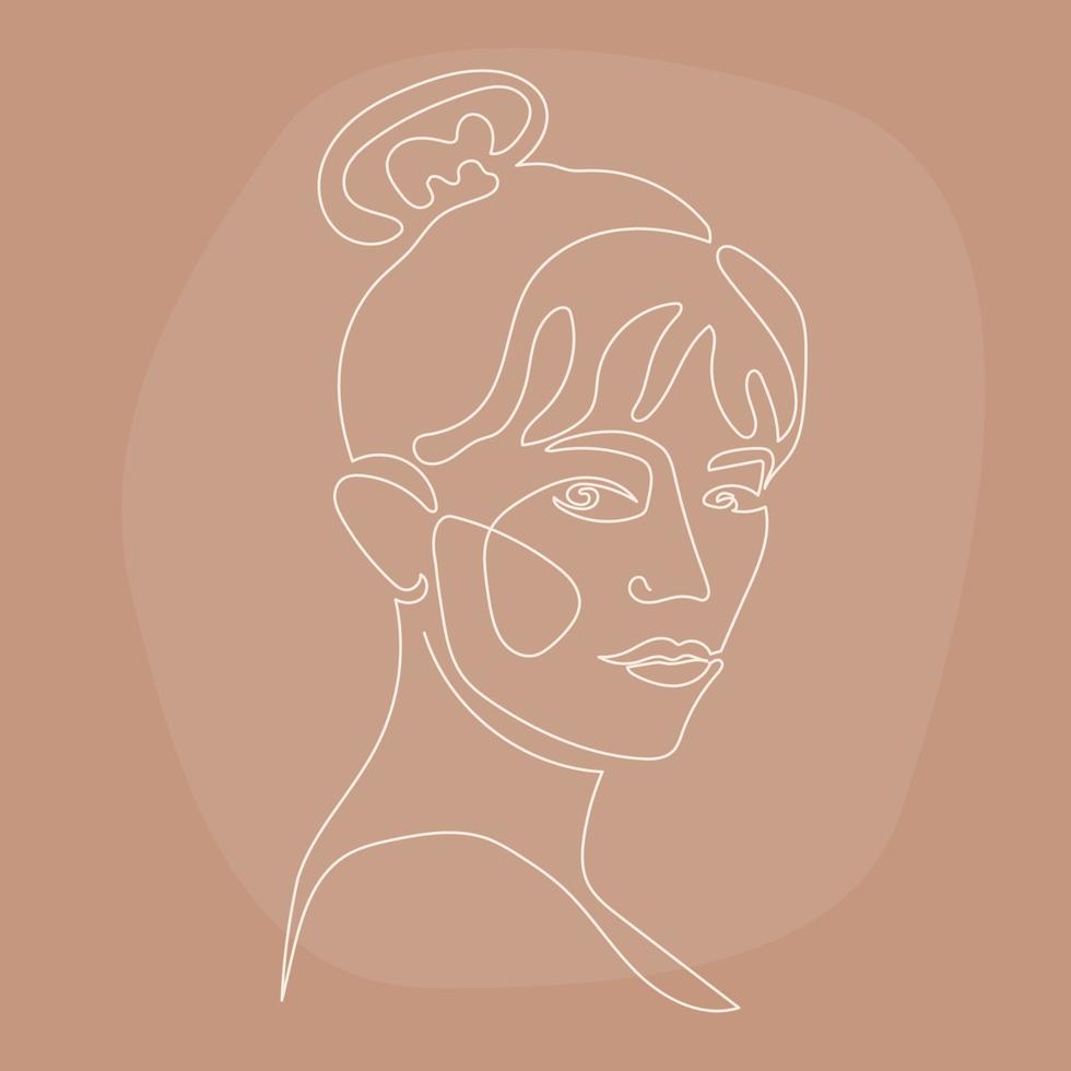 femme lineart portrait de fond. illustration de noyade en ligne pour affiche de magasin de beauté, carte de centre de cosmétologie, peinture de t-shirt, dépliant de fête de fille, etc. vecteur