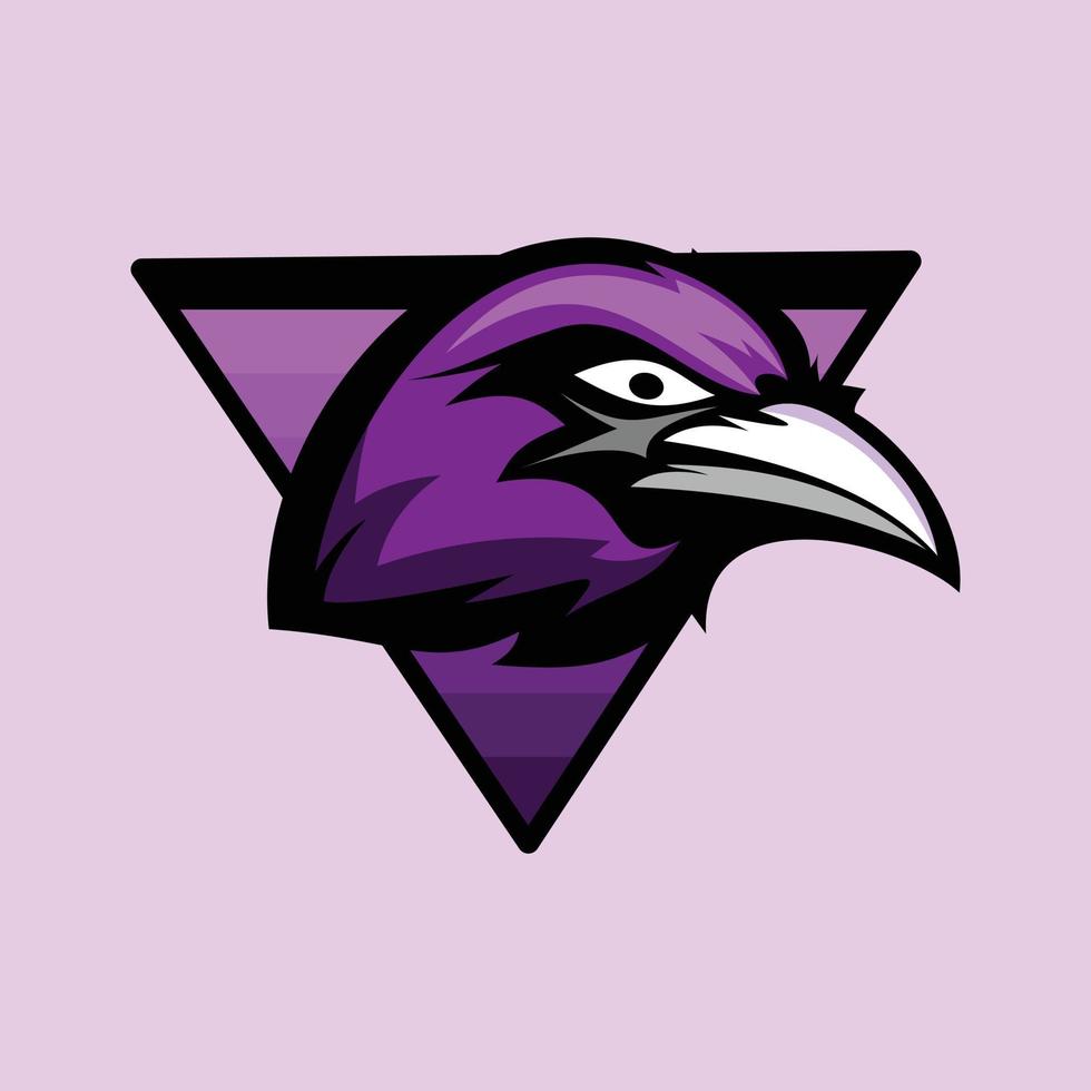 logo mascotte tête de corbeau vecteur