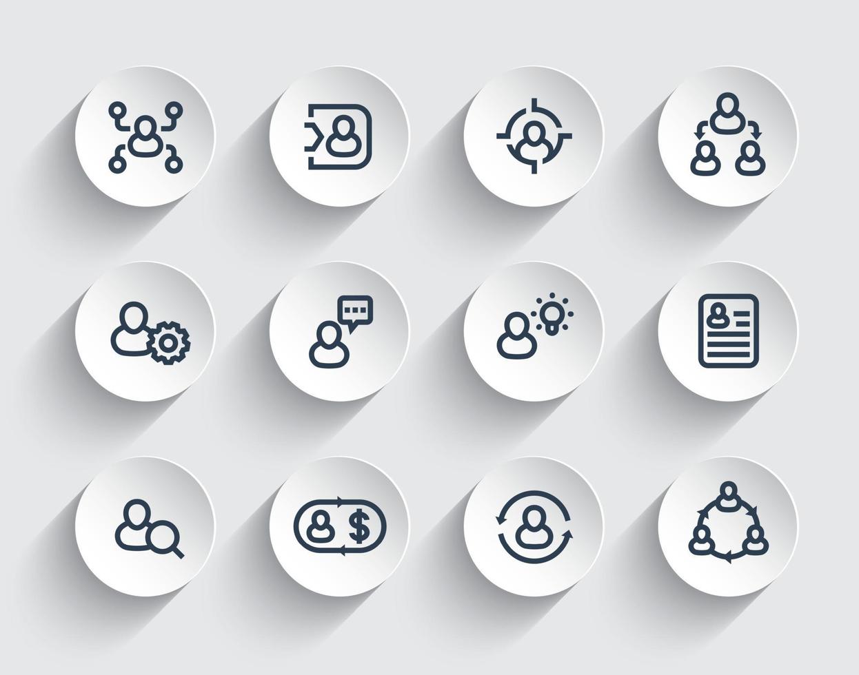 gestion, ensemble d'icônes de ligne de ressources humaines vecteur