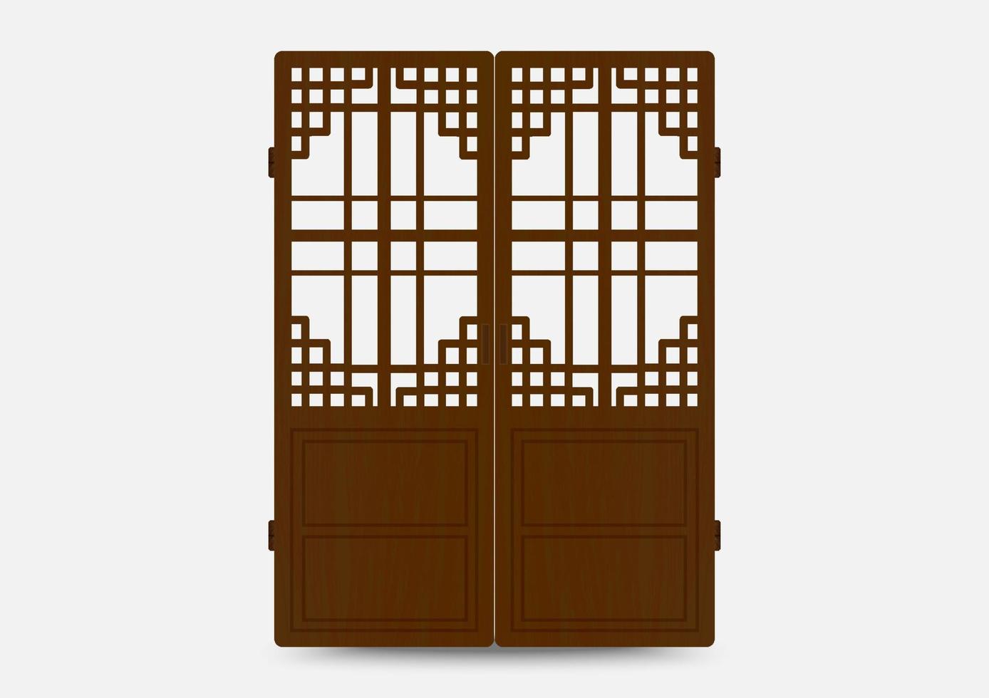 motif de cadre d'ornement coréen traditionnel. ensemble d'art de décoration antique de porte et de fenêtre. illustration vectorielle silhouette. vecteur